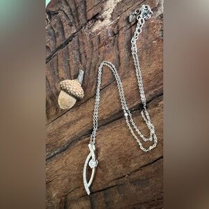 TOCARA Zirconia Necklace Geometrical Luxurious Dainty Chain Modern Leaf Pave 17”